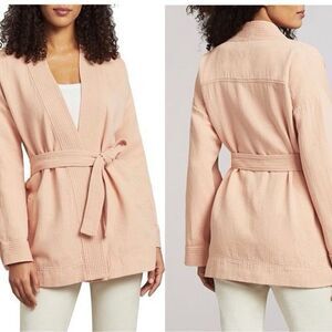 NWT Faherty Hidden Hills Organic Cotton Tie Front Jacket in Natural ‎ XS Utility